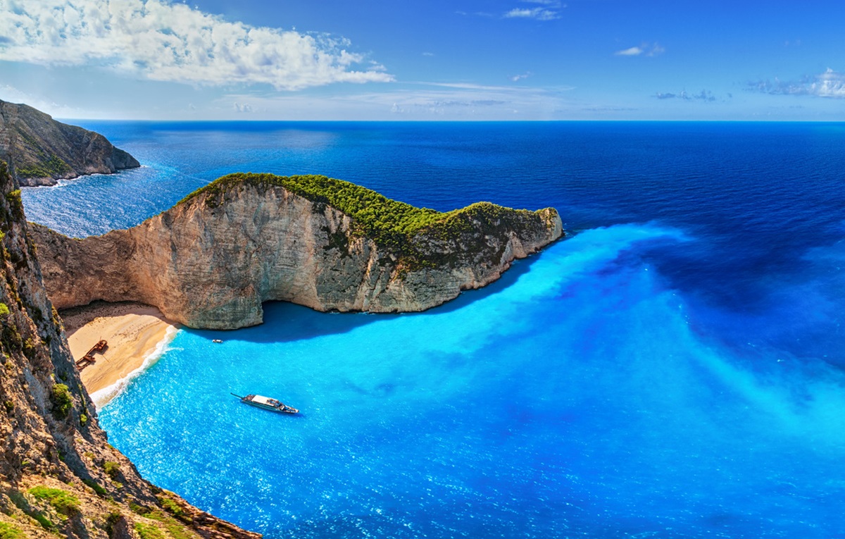 Zakynthos, widok na plażę Navagio