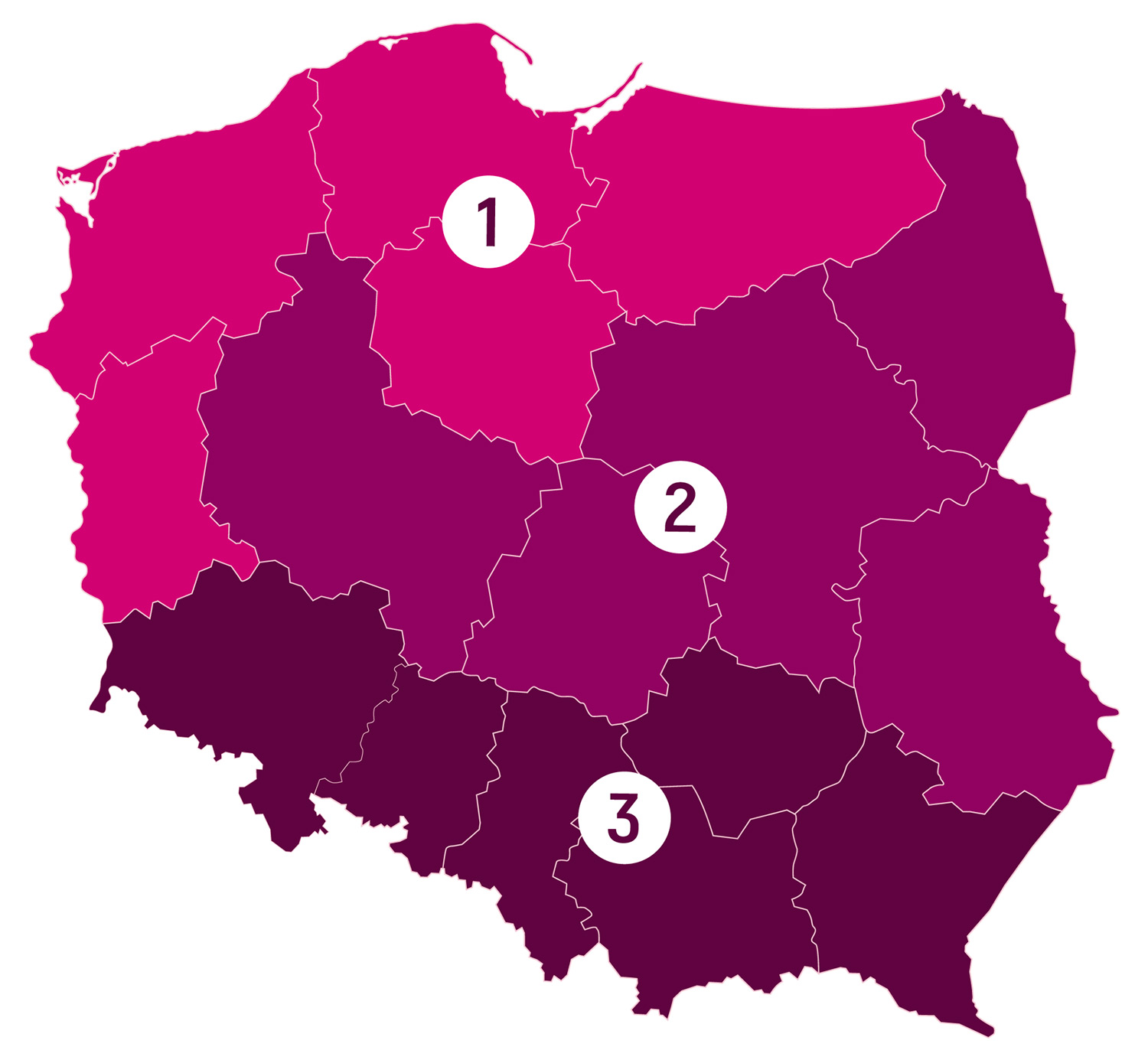 Mapa Polski regionalni
