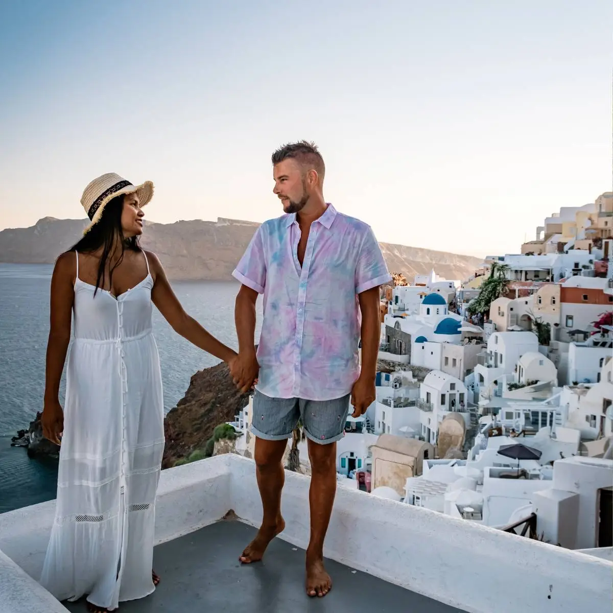 Para na wakacjach na Santorini Para na wakacjach na Santorini