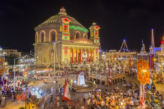 Kościół Wniebowzięcia Najświętszej Marii Panny ze słynną kopułą, Mosta, Malta