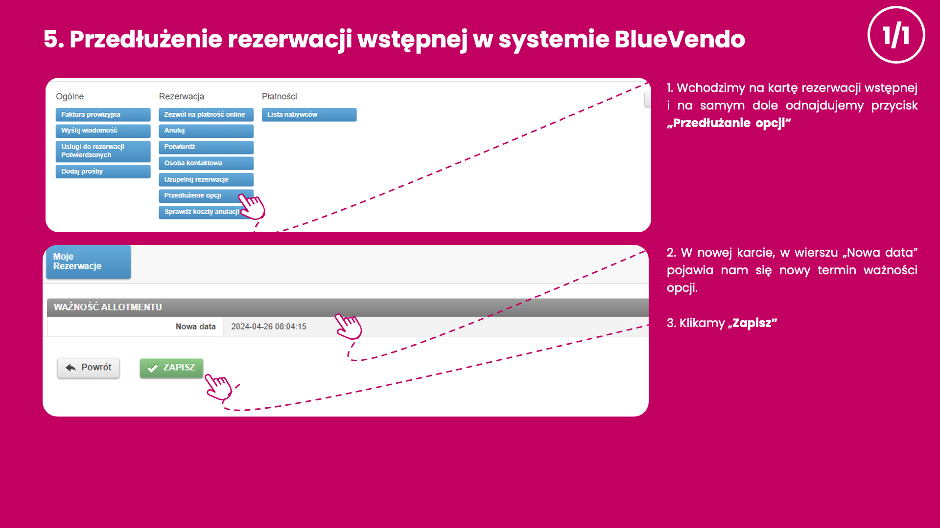 Przedłużanie rezerwacji wstępnej