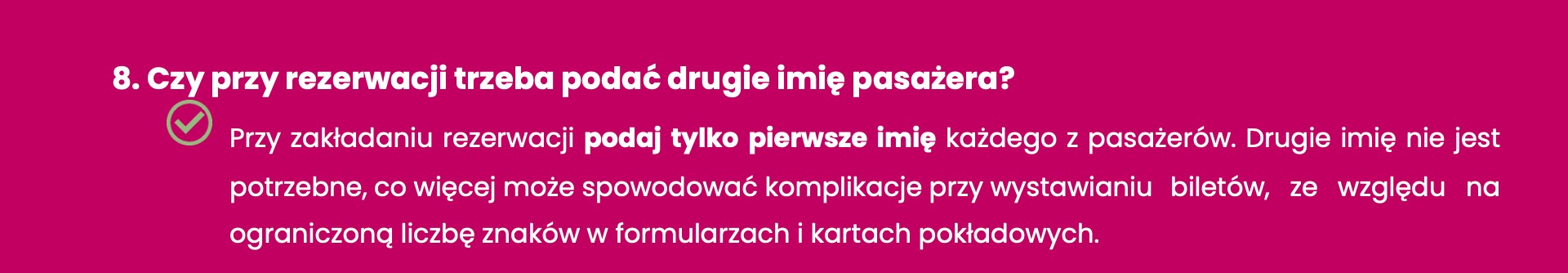Czy przy rezerwacji trzeba podać drugie imię pasażera?