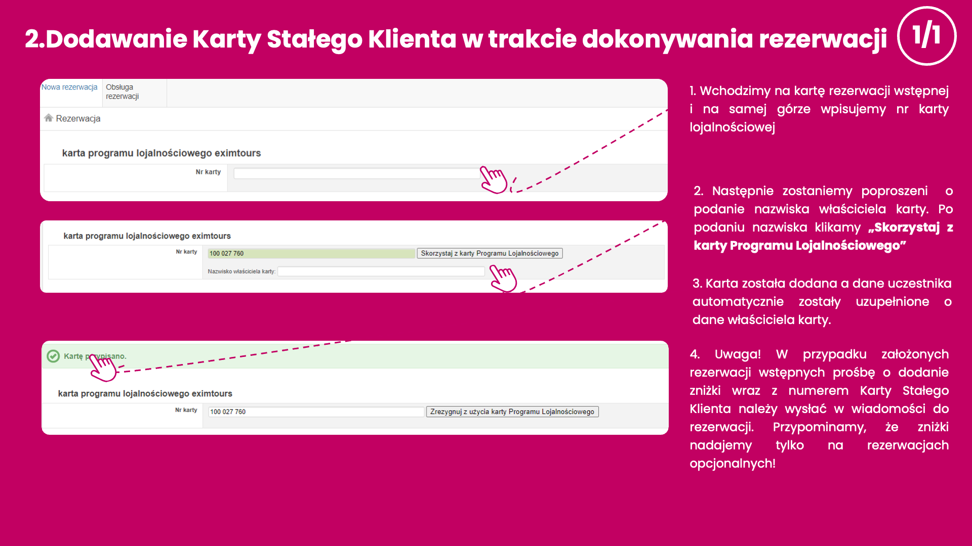 Dodawanie Karty Stałego Klienta