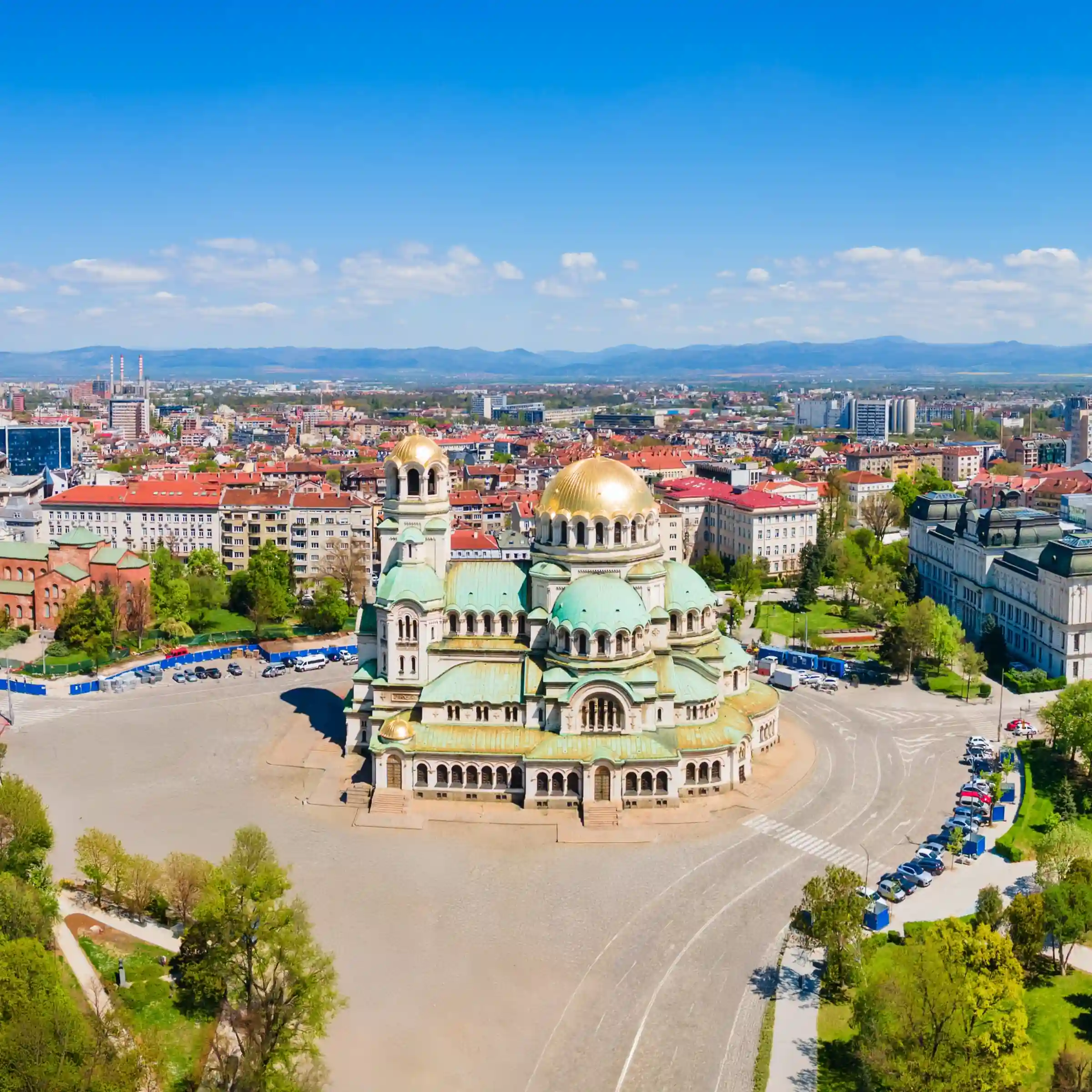 Katedra św. Aleksandra Newskiego - widok z lotu ptaka na Sofię
